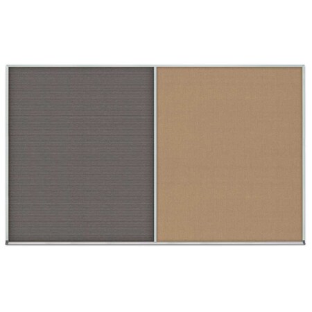 United Visual Products Double Door Radius Corkboard, 42"x32", Hea, UV70125RC-SATIN-FORBO UV70125RC-SATIN-FORBO